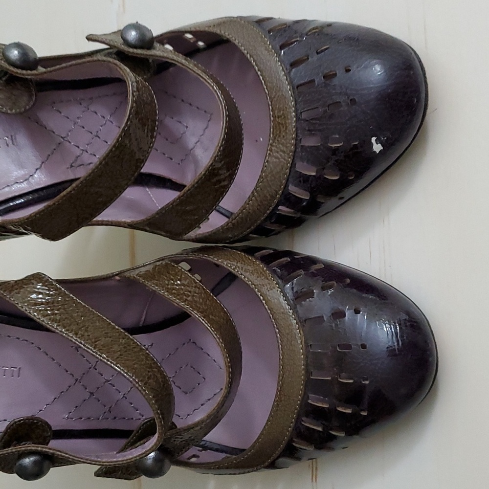 Alberta Ferretti | Purple and Green Patent Leather Pumps Sz 37 - Picture 3 of 8